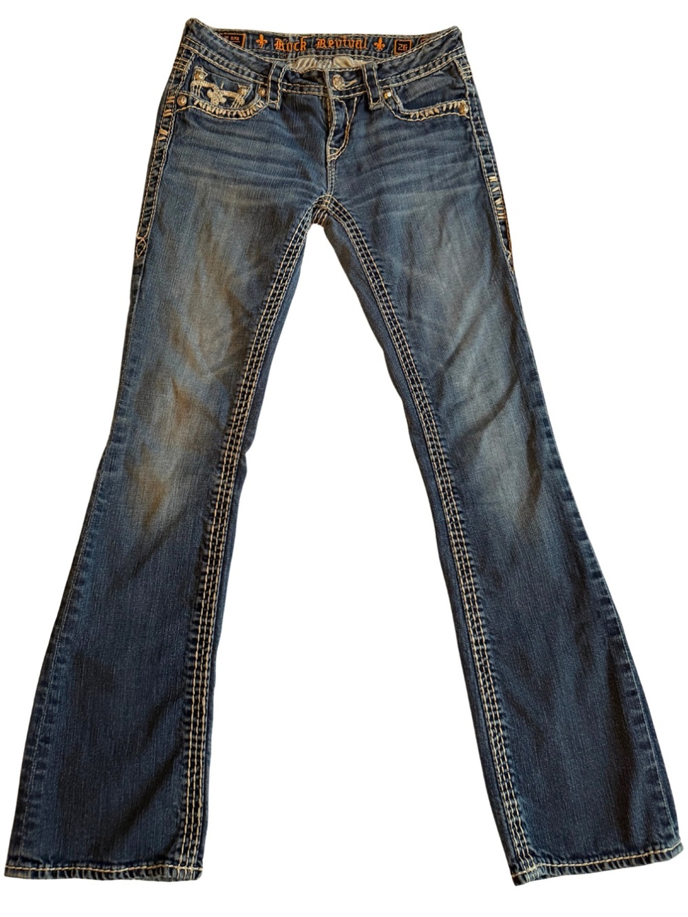 Rock Revival Bootcut Jeans with Contrast Stitching Size 26